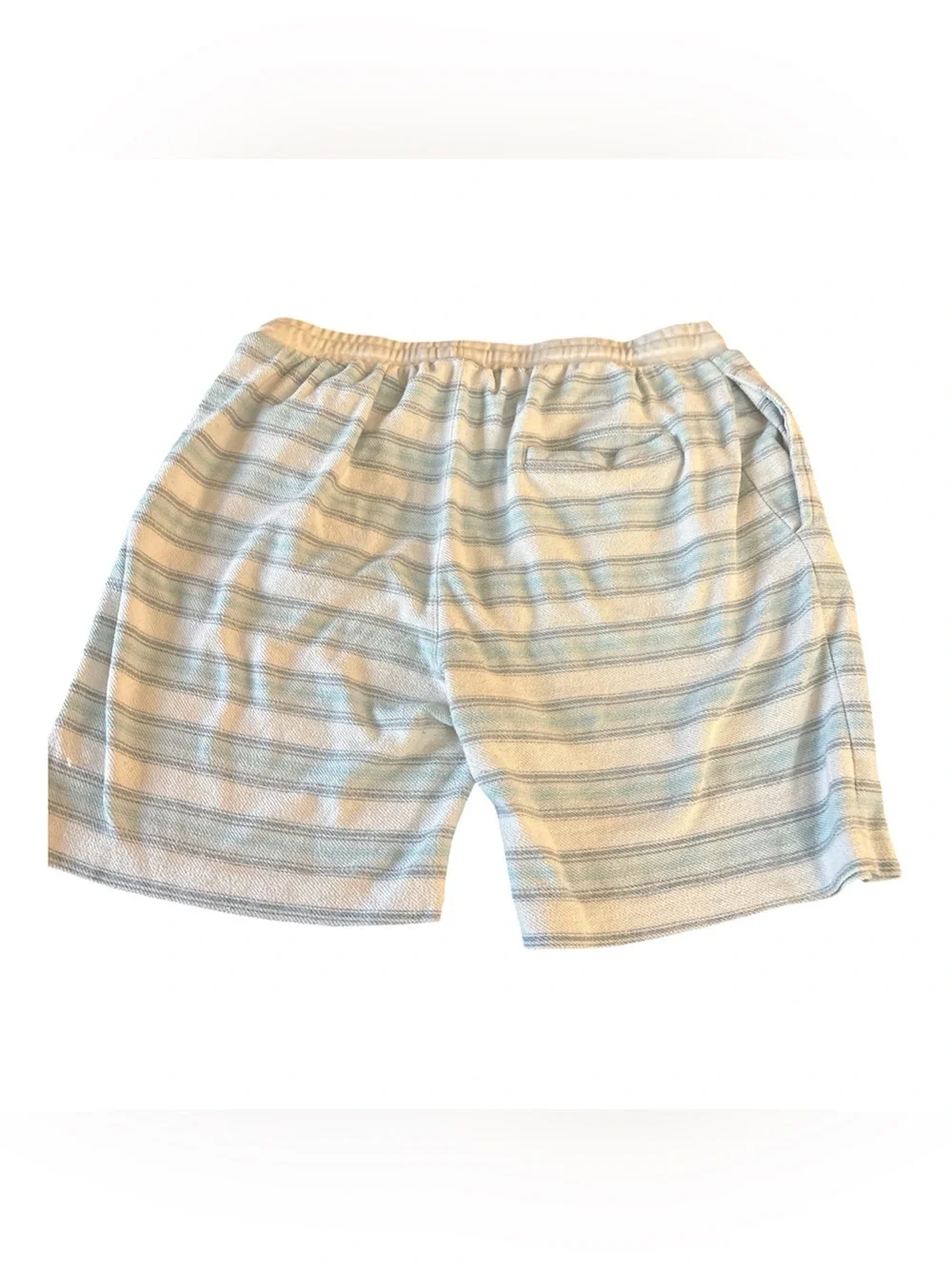 Ron Jon Striped Terry Drawstring Shorts - Cream & Light Blue SZ 2XL